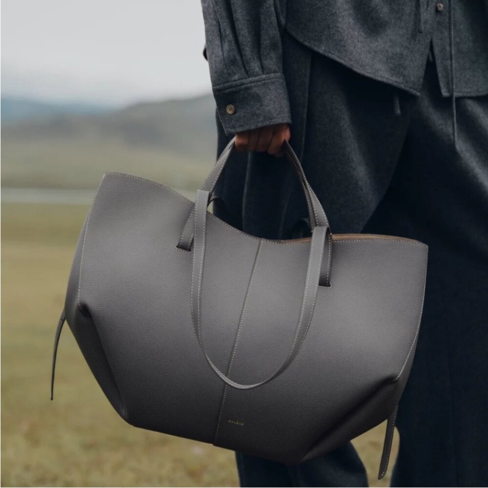 POLENE CYME TOTE BAG - STONE GRAY
